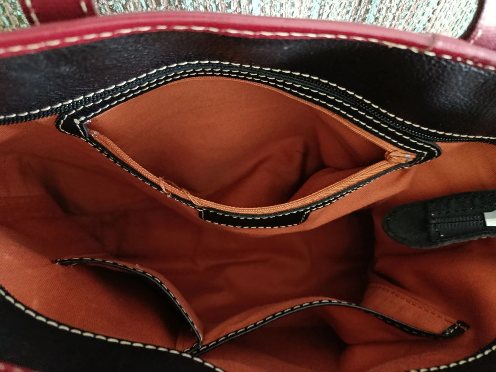 Dark Blue Bag with Green and Maroon Accents – photo 6